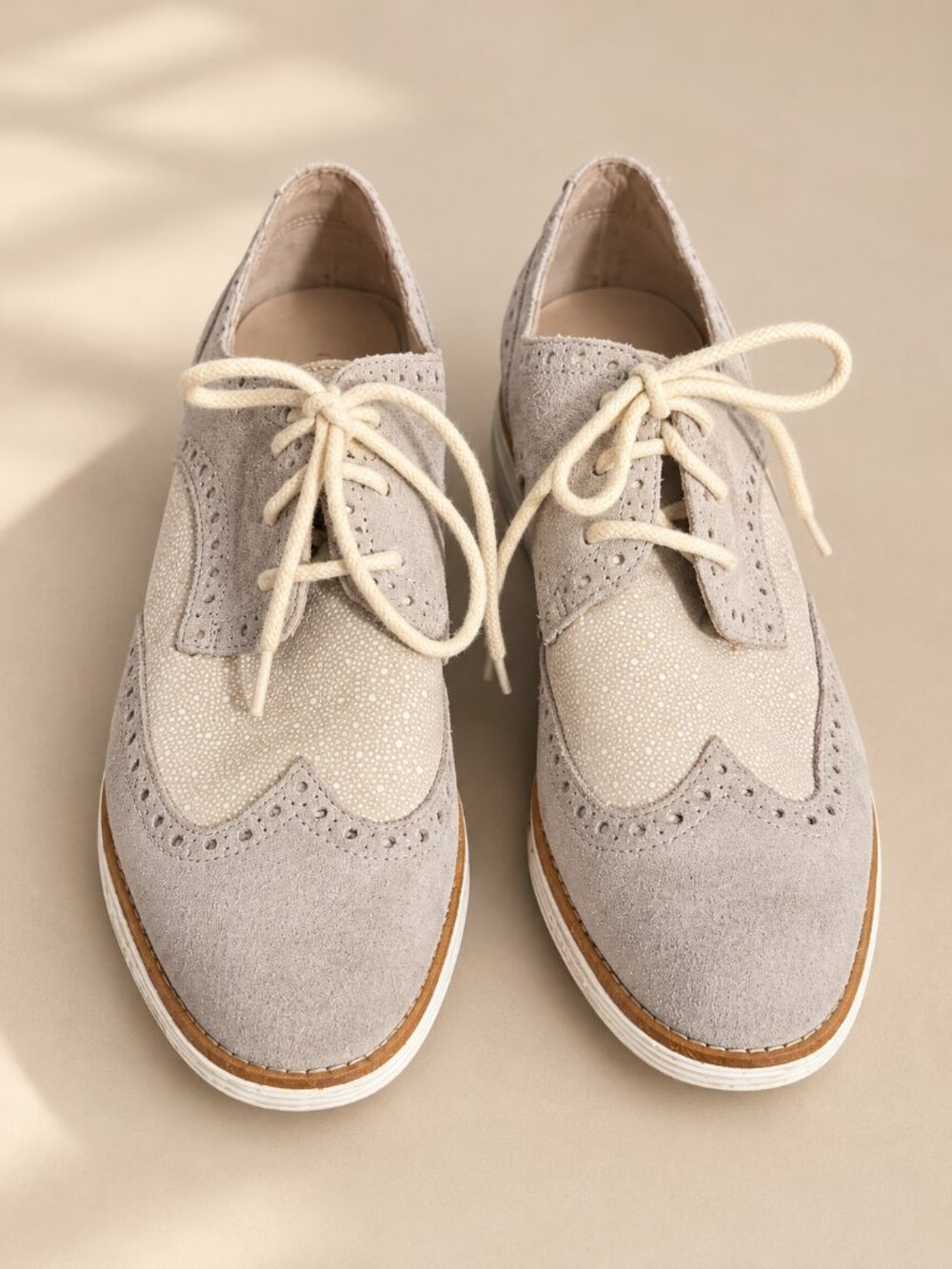 Cole Haan LunarGrand Wingtip Oxford Women's Flats Gray US 7 1/2 B
